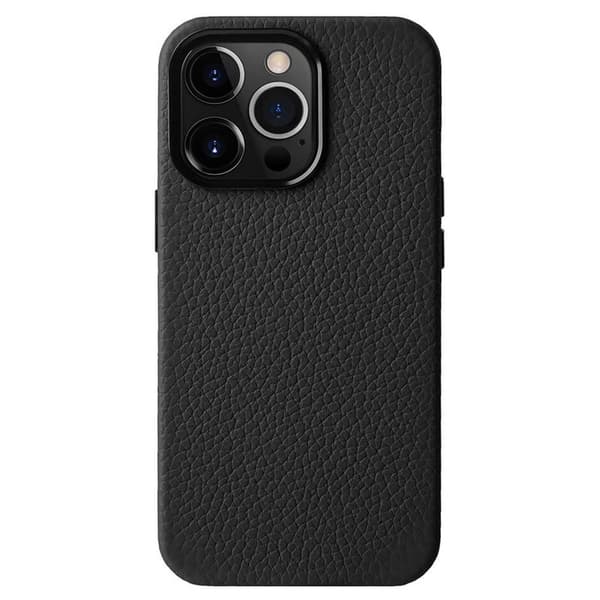 MELKCO Mobilskal till iPhone 15 Pro Max Äkta Läder + PC Magnetiskt - Svart