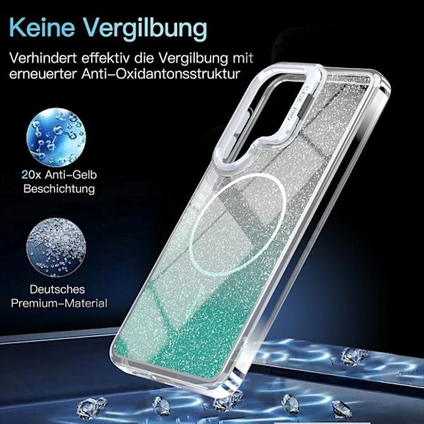 Mobilskal för Samsung Galaxy S26 Magnetiskt Gradient Glitter TPU PC - Sjögrön
