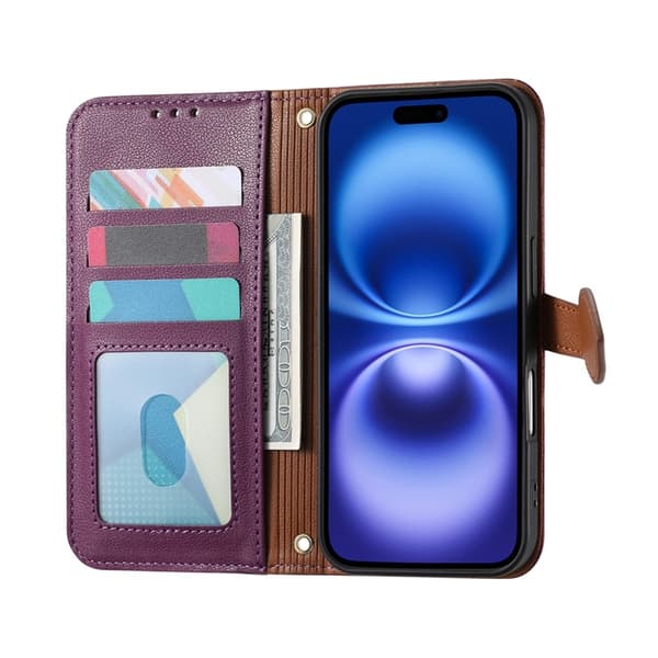 iPhone Air Plånboksfodral Leaf Magnetiskt Spänne Konstläder - Lila Lila