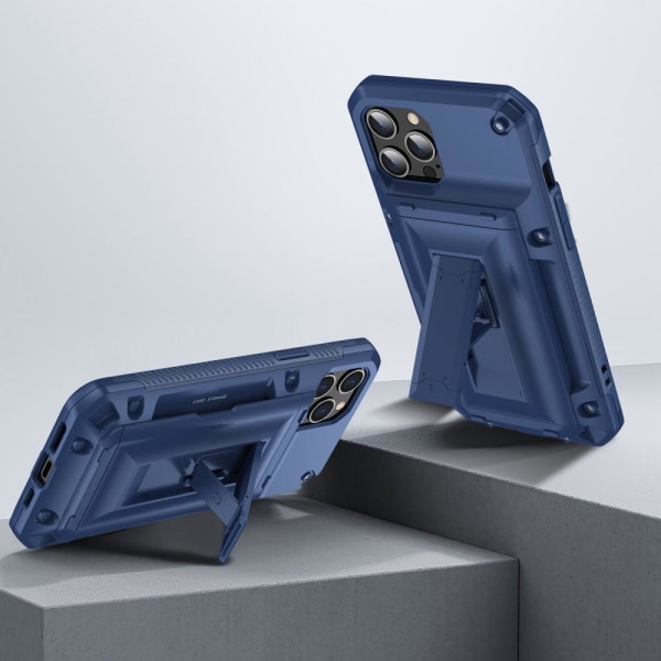 iPhone 12 Pro Max Skal Korthållare Built-in Kickstand - Grön