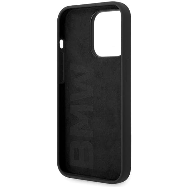 BMW telefontaske til iPhone 15 Pro Max MagSafe silikone metal logo - sort