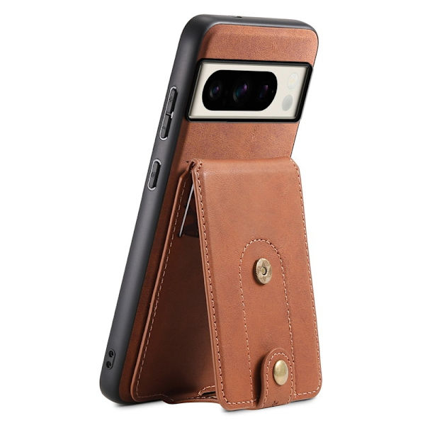 DENIOR D14 Google Pixel 8 Pro Magnetfodral Kortväska PC+TPU Brun