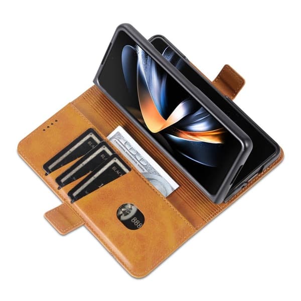 AZNS Samsung Galaxy Z Fold4 Plånboksfodral Konstläder - Brun