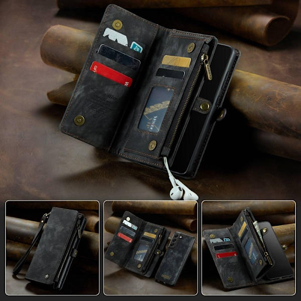 CASEME Multi-function Wallet Mobilskal för Samsung Galaxy S21 FE - Svart