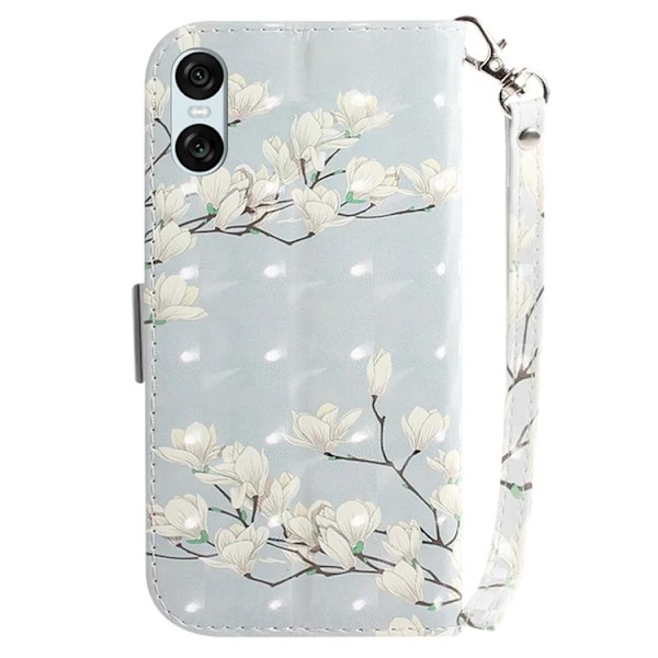 Sony Xperia 10 VI Konstläder Plånboksfodral 3D Pattern - Magnolia Grå