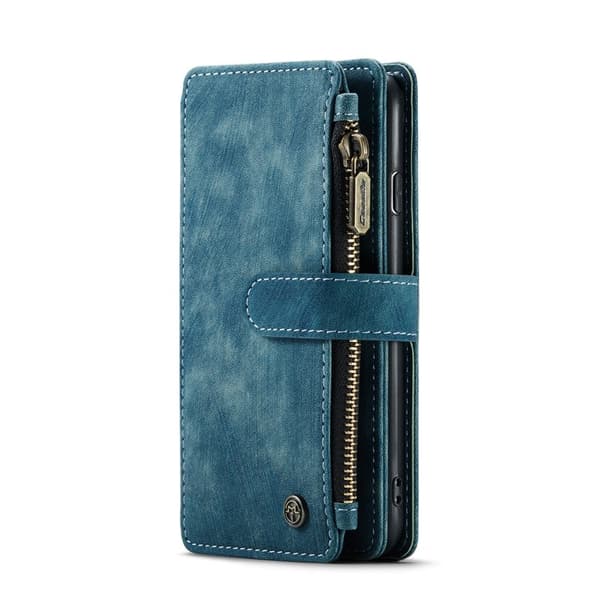 CASEME Konstläder Plånboksfodral för iPhone SE/8/7/6 med rem - Grön