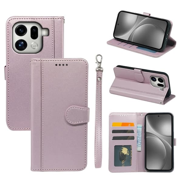 Oppo Find X9 Pro 5G Kortfack Plånboksfodral Konstläder - Roséguld