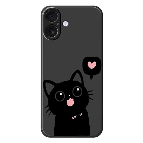 Mobilskal till iPhone 17 Love Black Cat Pattern - Svart Svart