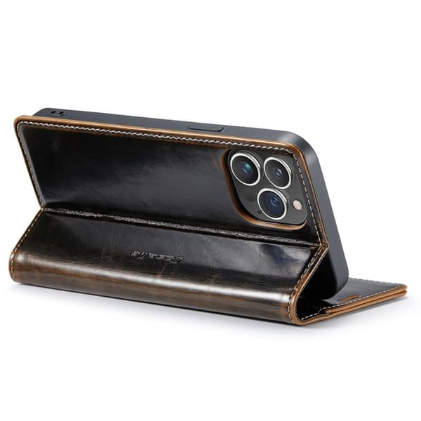 CASEME 003 Plånboksfodral Konstläder till iPhone 14 Pro Max - Brun