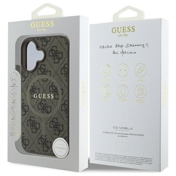 Guess Mobilskal till iPhone 16 MagSafe 4G Ring Classic - Brun