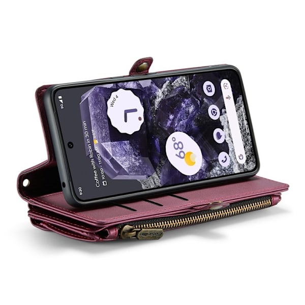 CASEME Plånboksfodral Konstläder för Google Pixel 8 - Vinröd