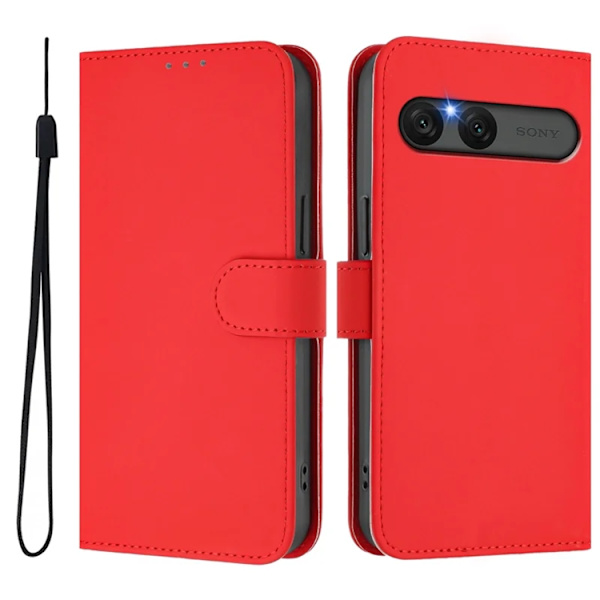 Sony Xperia 10 VII Plånboksfodral Solid Color Konstläder - Röd Röd