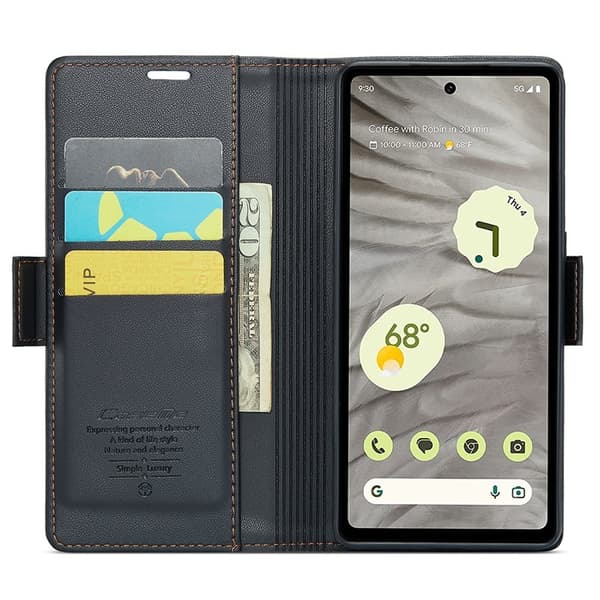 CASEME Plånboksfodral Konstläder till Google Pixel 7a - Svart