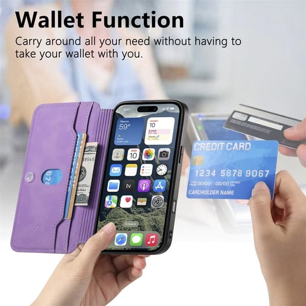 CASENEO iPhone 16 Pro Plånboksfodral Konstläder - Lila