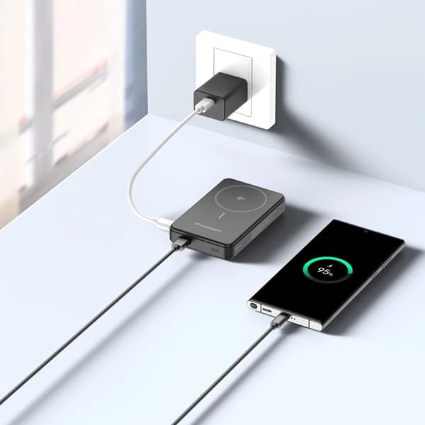 Wozinsky Qi2 Powerbank 10000mAh 22.5W 1xUSB-C 1xUSB-A - Sort Svart