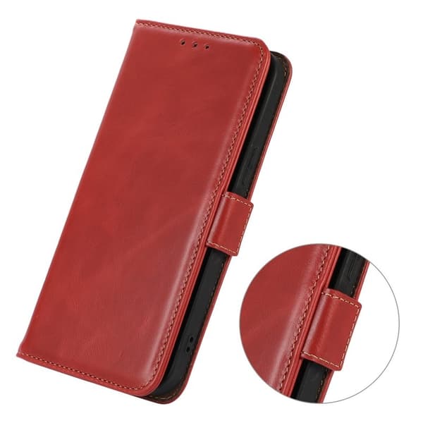 Samsung Galaxy S26 Ultra Plånboksfodral RFID Skydd Äkta Läder - Röd