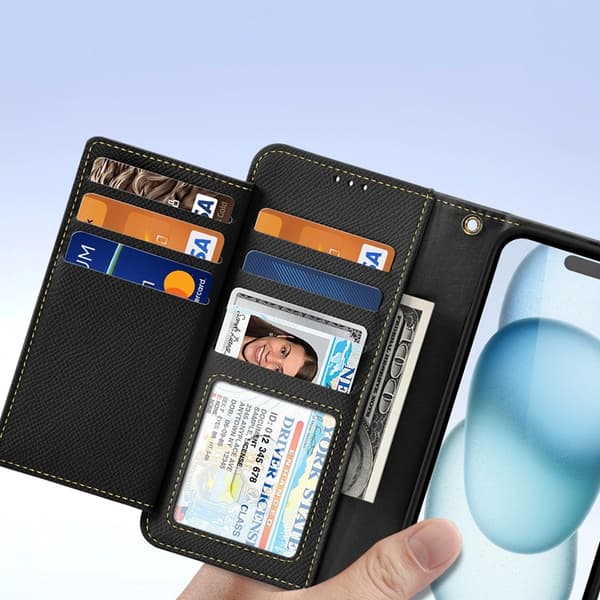 Dux Ducis iPhone 15 Plånboksfodral Lawa Läder - Svart
