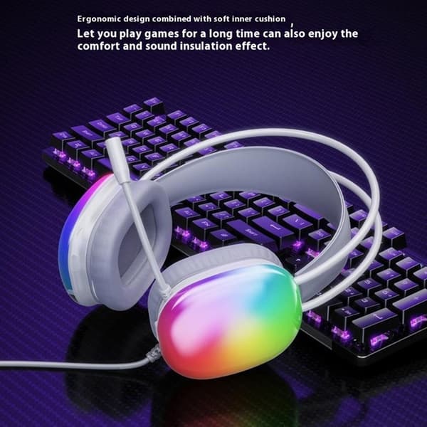 LECOO Over-Ear Gaming Trådbundna Hörlurar LED-ljus USB 7.1 HT409 - Vit Vit