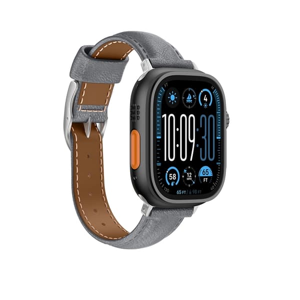 AmazingThing Apple Watch 45/46/49mm Armband Class Läder - Grå