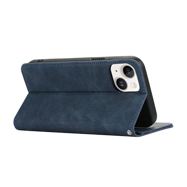 ABEEL iPhone 14 Plånboksfodral RFID-Skydd Konstläder Flip Blå