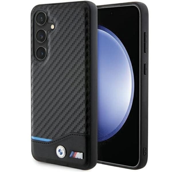 BMW Galaxy S24 Mobilskal Læder Carbon - Sort Black