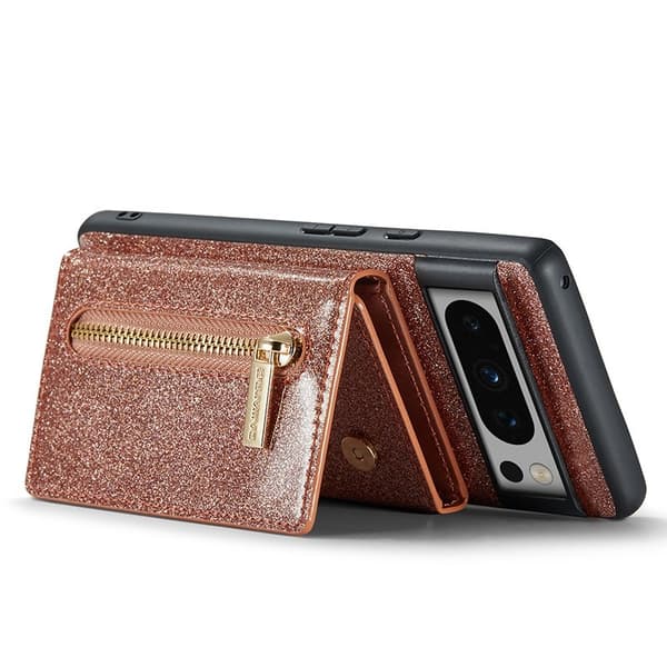DG.MING M3 Series Konstläder Plånboksfodral för Google Pixel 8 Pro Roséguld