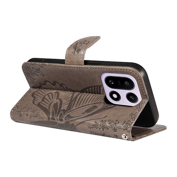 OnePlus 15 Plånboksfodral Butterfly Pattern Konstläder Grå
