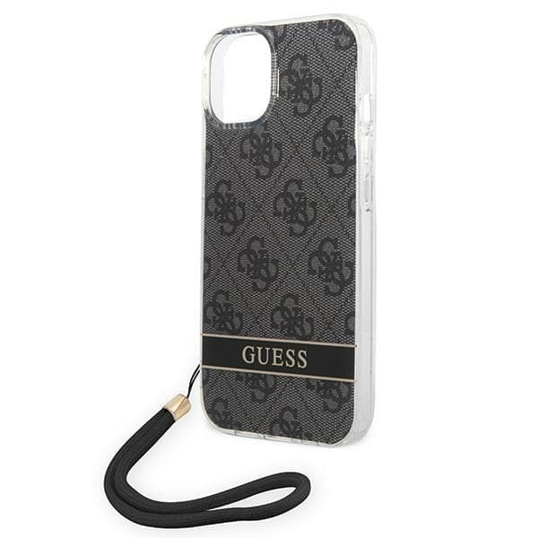 GUESS iPhone 14 Plus Cover 4G Print Strap - Sort Black