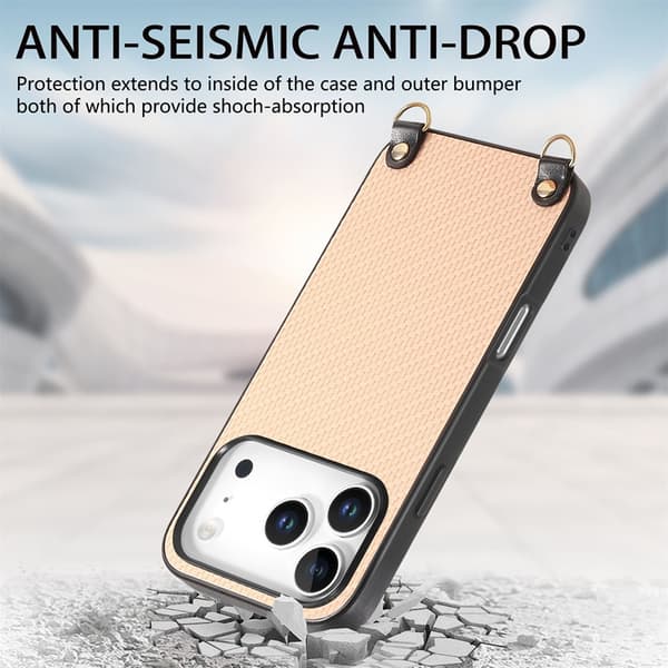 Mobilskal till iPhone 17 Pro Med Axelrem Snodd Carbon Fiber Brun