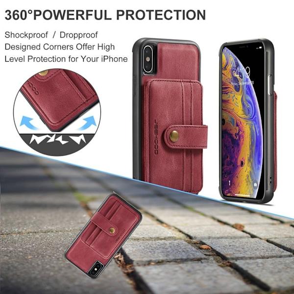 JEEHOOD Mobilskal till iPhone XS Max Shockproof Wallet Röd