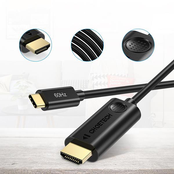 Choetech-sovitinkaapeli USB-C-HDMI 1,8m - musta Black