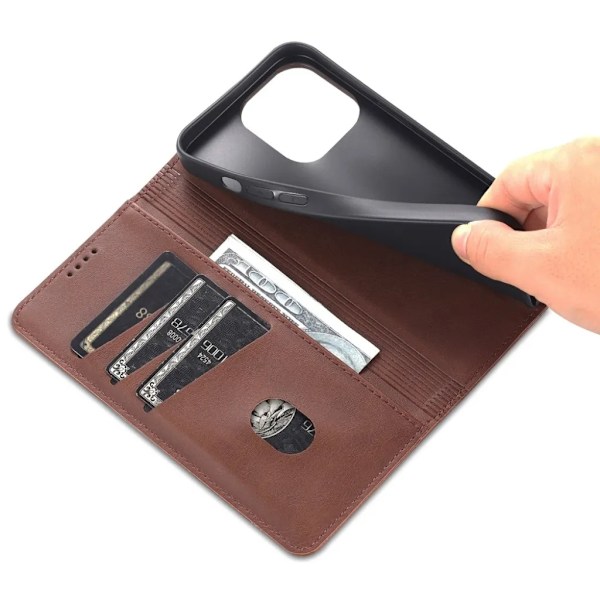 AZNS iPhone 15 Pro Max Plånboksfodral - Brun
