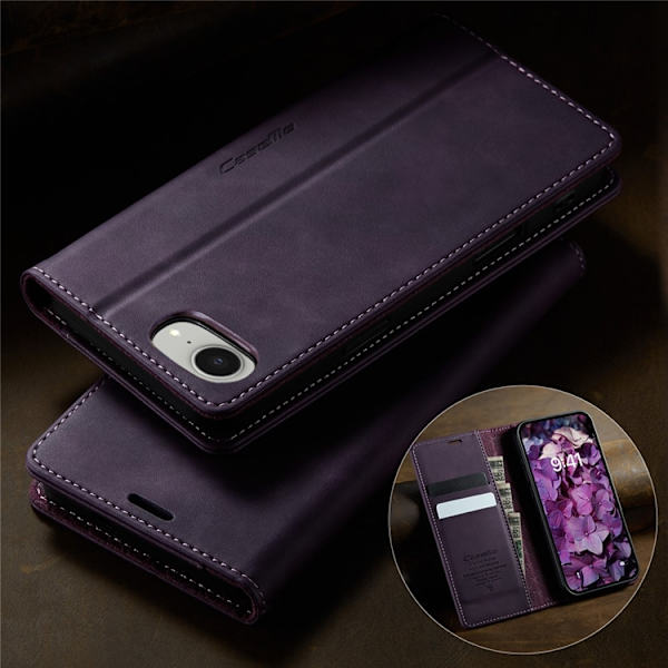 Caseme iPhone 16e Plånboksfodral RFID Blocking - Lila Lila