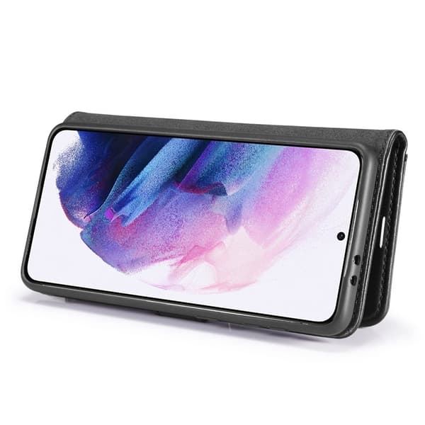 DG.MING Galaxy S21+ 5G 2-i-1 PC Plånboksfodral Äkta Läder Svart