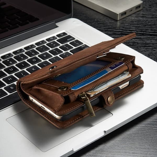 CASEME 008 iPhone 6s Plånboksfodral Retro Konstläder Multi-slot Brun