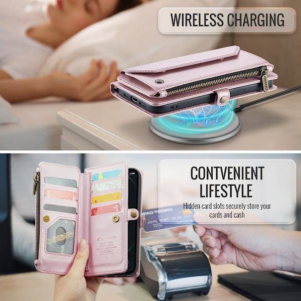 CASEME Plånboksfodral Konstläder för iPhone 12 Pro Max - Rosa