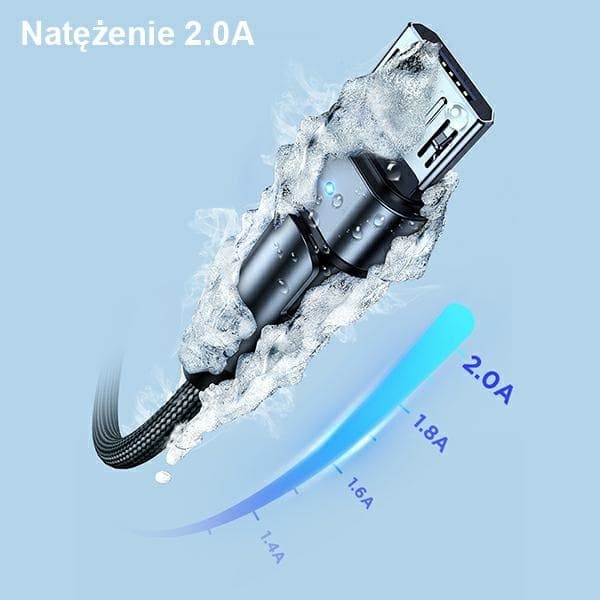 USAMS Kabel flätad roterbar U60 2A microUSB 1m grön SJ478USB02
