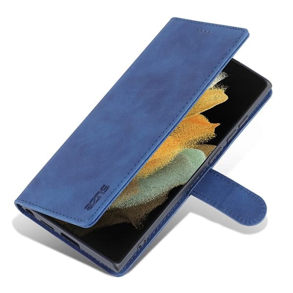 AZNS Samsung Galaxy S24 Ultra Plånboksfodral Konstläder - Blå