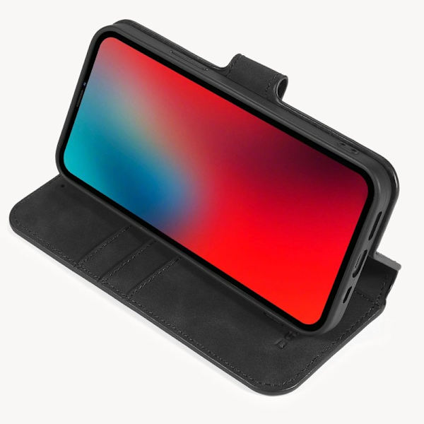 DG.MING Retro KonstläderPlånboksfodral för iPhone 12 Pro Max - Svart