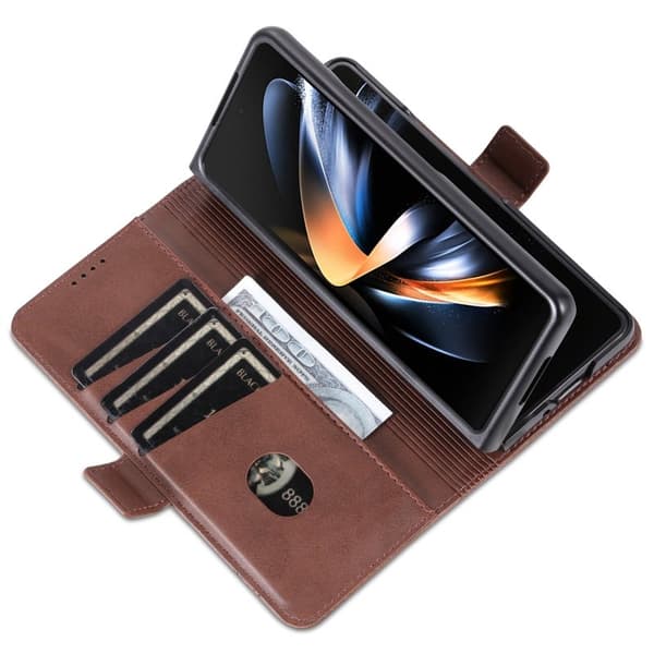 AZNS Samsung Galaxy Z Fold5 Plånboksfodral Konstläder - Brun