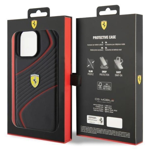 Ferrari iPhone 15 Pro Max Mobilcover Twist Metal Logo - Sort