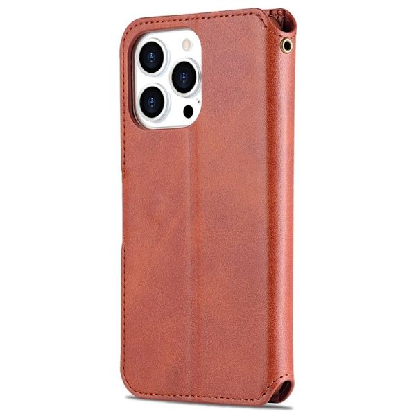 AZNS iPhone 13 Pro Max Plånboksfodral Konstläder - Brun
