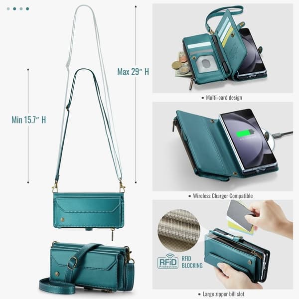 CASEME Plånboksfodral Konstläder för Samsung Galaxy Z Fold6 5G - Grön