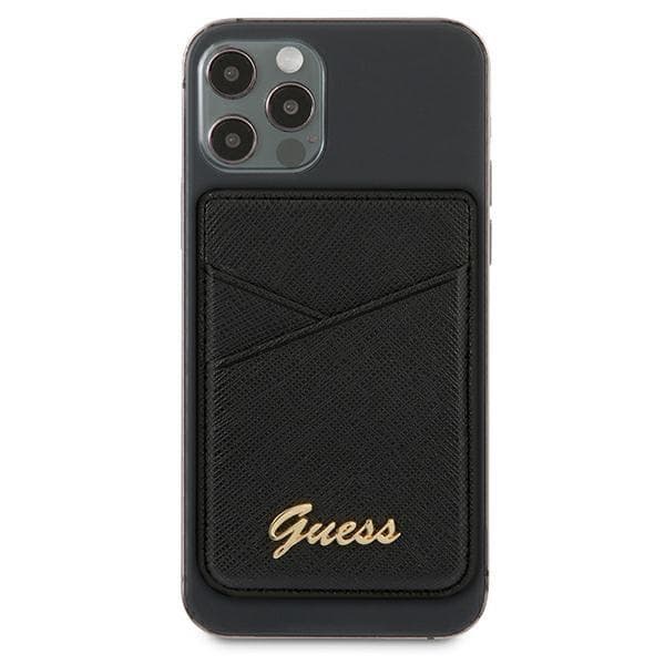 Guess Saffiano Magsafe Kortholder - Sort Black