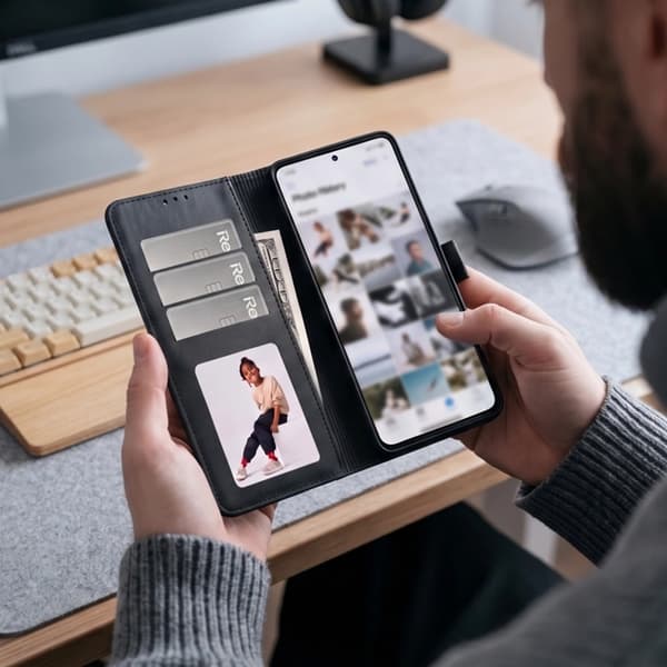 Tech-Protect Plånboksfodral För Xiaomi Redmi Note 17 Pro 5G - Matte Svart