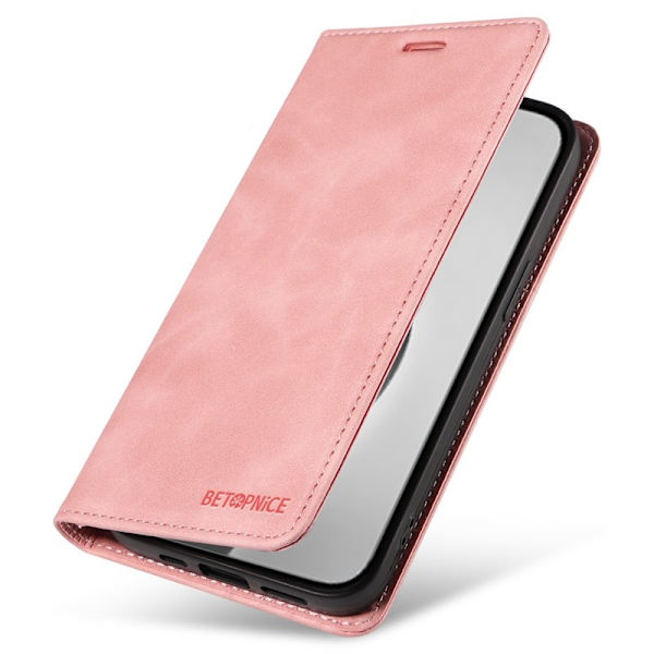 BETOPNICE 003 iPhone 16 Pro Max Plånboksfodral Konstläder - Rosa