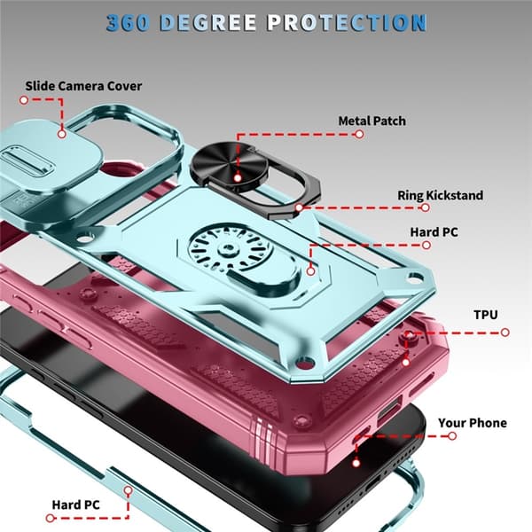 Mobilskal till iPhone 17 Slide Camshield Kickstand - Grön/Rosa Grön