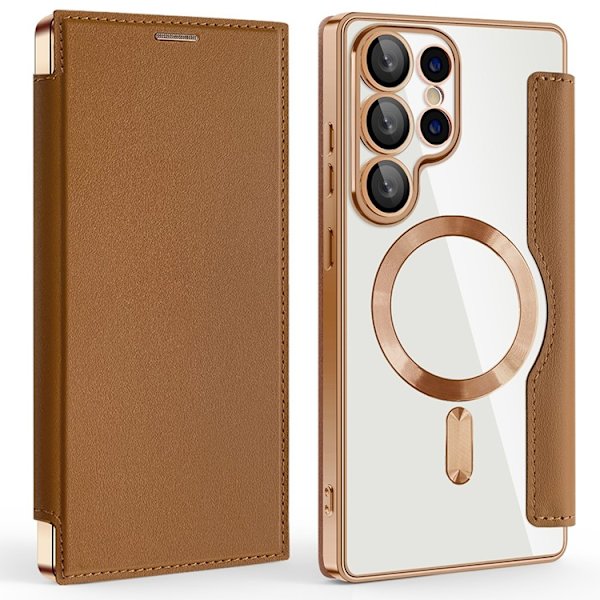 Galaxy S25 Ultra Plånboksfodral MagSafe RFID Blocking - Brun Brun