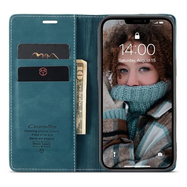 CASEME 013 Wallet Mobilskal för iPhone 13 6.1 tum - Blå
