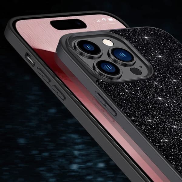 SULADA Mobilskal till iPhone 16 Pro PU Läder + PC + TPU Glittrande Röd